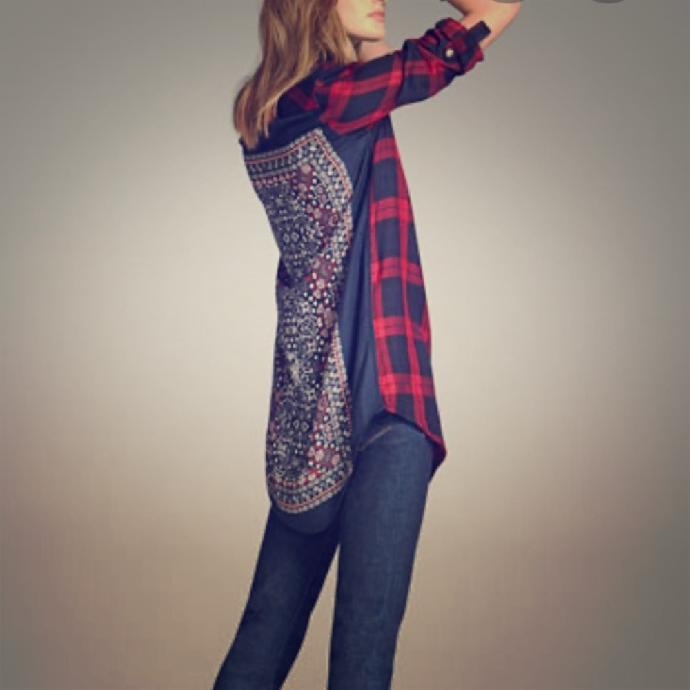 TOLANI plaid boyfriend shirt
